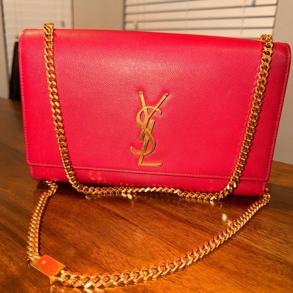 Yves Saint Laurent Kate Medium Red Crossbody Bag with Gold Accents